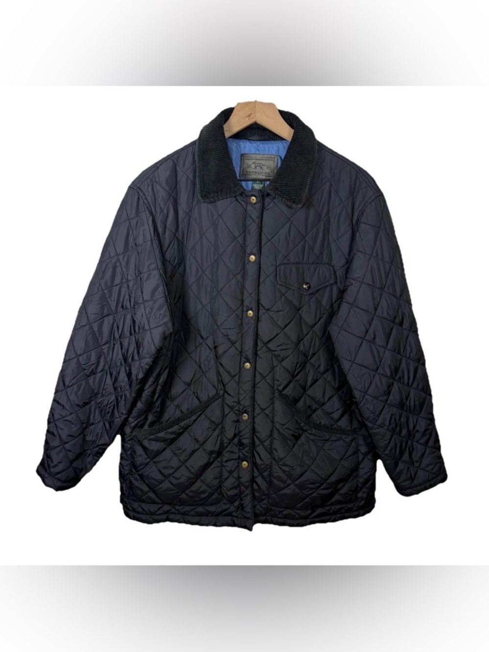 Lauren Ralph Lauren Black Quilted Hunting Chore Jacket Women’s Size L Corduroy